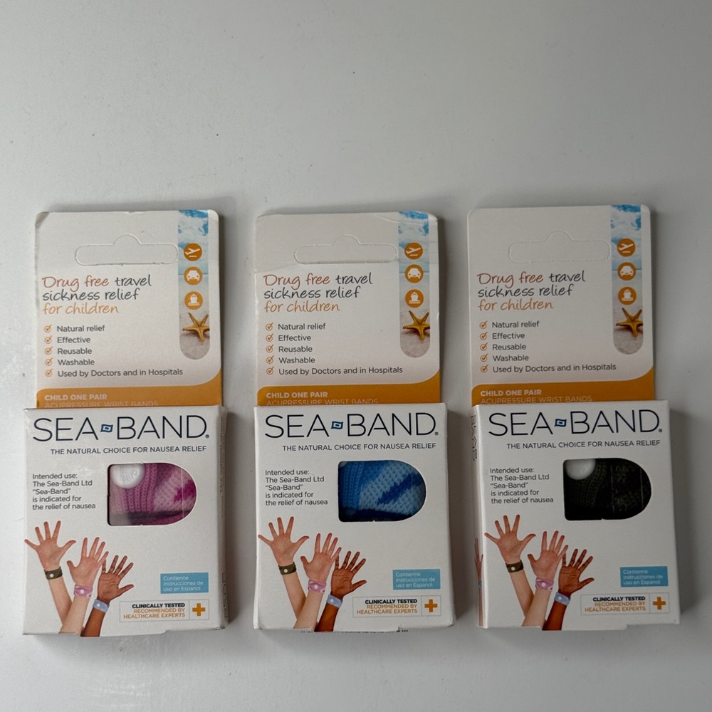 3 Sea Band Accupressure Child Wristband - Blue, Pink, Camo